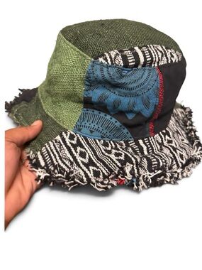 Kathmandu Patchwork Green and Blue Bucket Hat